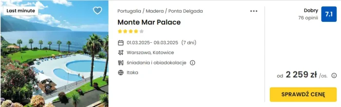 oferta hotelu Monte Mar Palace na Maderze ceny