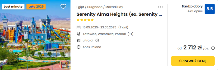 oferta hotelu Serenity Alma Heights w Egipcie ceny