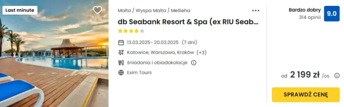 oferta hotelu db Seabank Resort&Spa na Malcie ceny