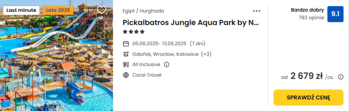 oferta hotelu pickalbatros jungle aqua park ceny