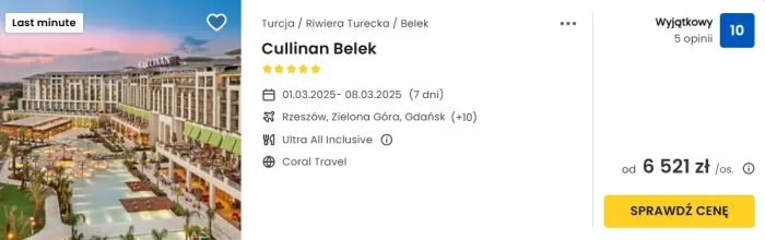 Oferta hotelu Cullinan Belek w Turcji ceny