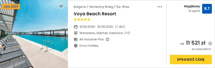 oferta hotelu Voya Beach Resort w Bułgarii ceny