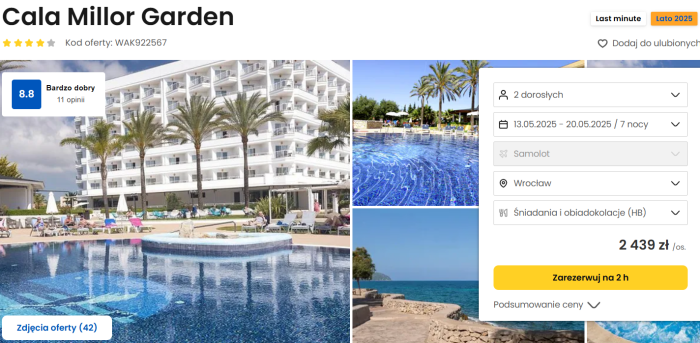 oferta hotelu Cala Millor Garden na Majorce ceny