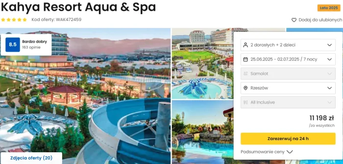 oferta hotelu Kahya Resort Aqua&Spa w Turcji ceny