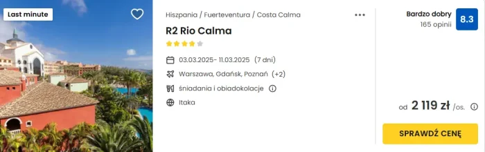 oferta hotelu R2 Rio Calma na Fuerteventurze ceny