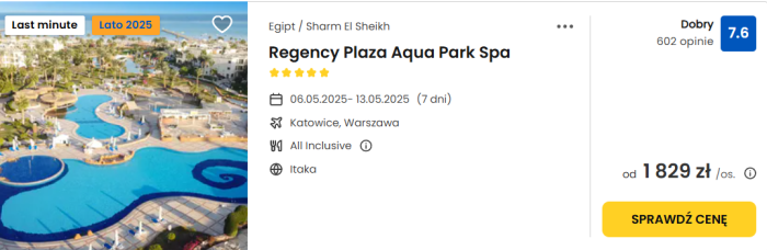 oferta hotelu Regency Plaza Aqua Park Spa w Egipcie