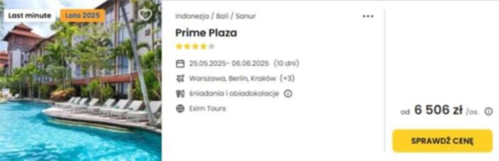 oferta hotelu Prime Plaza na Bali ceny