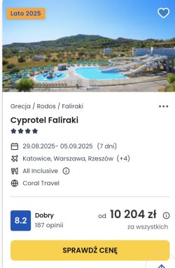 oferta hotelu Cyprotel Faliraki na Rodos ceny