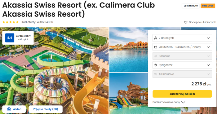 oferta hotelu Akassia Swiss Resort w Egipcie ceny