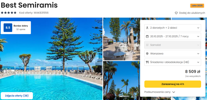 oferta hotelu Best Semiramis na Teneryfie ceny