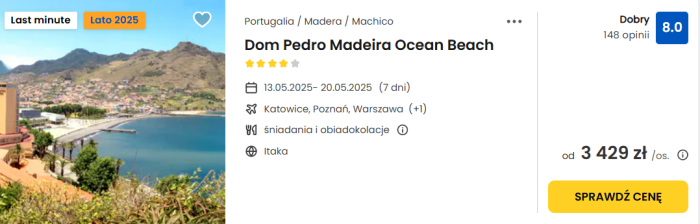 oferta hotelu Dom Pedro Madeira Ocean Beach na Maderze ceny