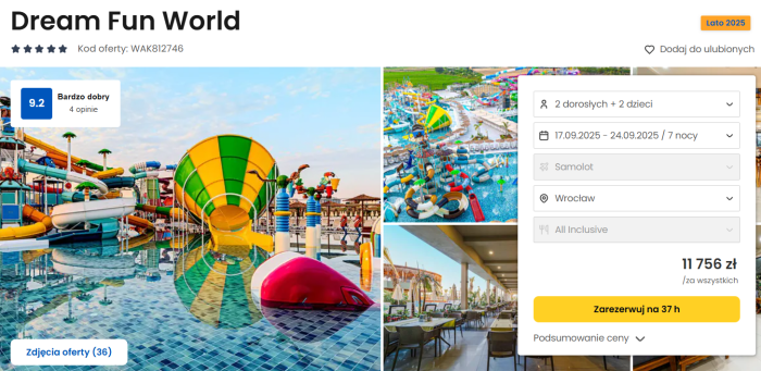 oferta hotelu Dream Fun World w Turcji ceny