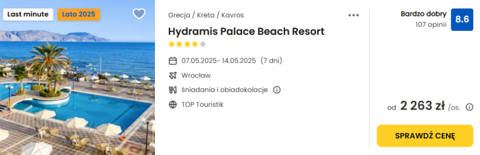 oferta hotelu Hydramis Palace Beach Resort na Krecie ceny