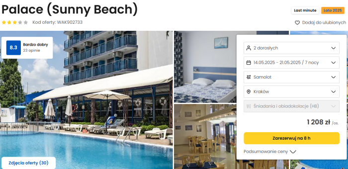 oferta hotelu Palace Sunny Beach w Bułgarii ceny