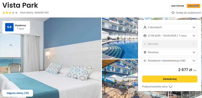 oferta hotelu Vista Park na Majorce ceny