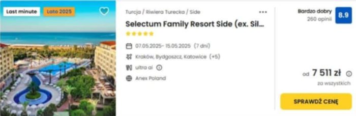 oferta hotelu Selectum Family Resort Side w Turcji ceny