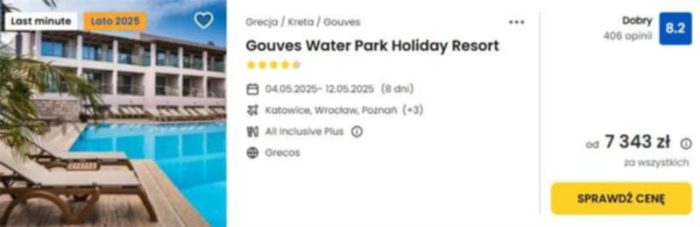 oferta hotelu Gouves Water Park Holiday Resort ceny
