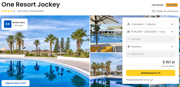 Oferta hotelu One Resort Jockey w Tunezji ceny