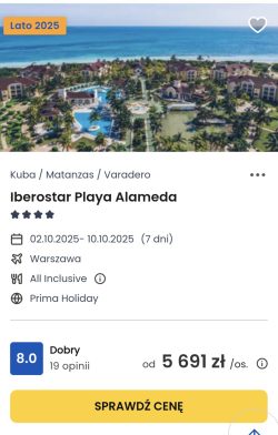 oferta hotelu Iberostar Playa Alameda na Kubie ceny