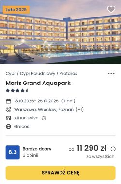 oferta hotelu Maris Grand Aquapark na Cyprze ceny