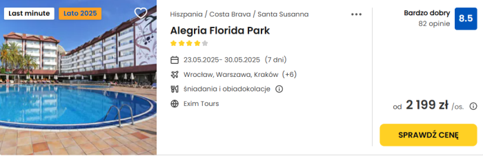 oferta hotelu Alegria Florida Park na Costa Brava ceny