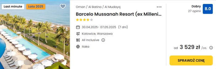 oferta hotelu Barcelo Mussanah Resort