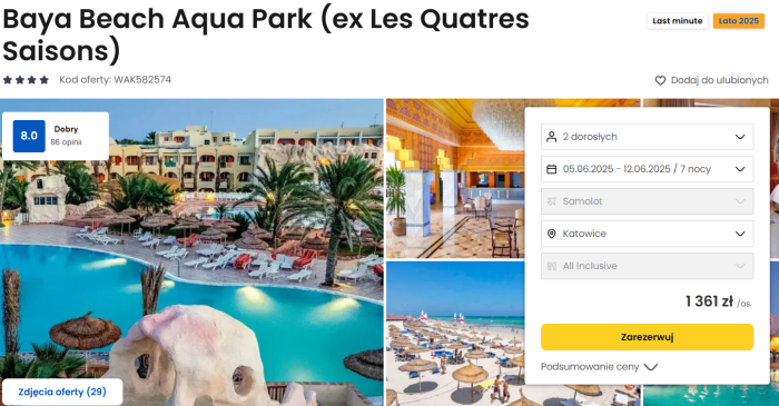 oferta hotelu Baya Beach Aqua Park w Tunezji