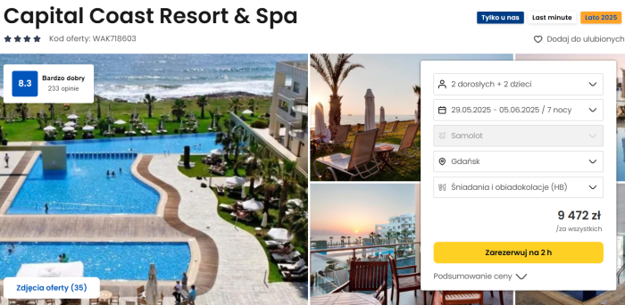 oferta hotelu Capital Coast Resort & Spa na Cyprze ceny