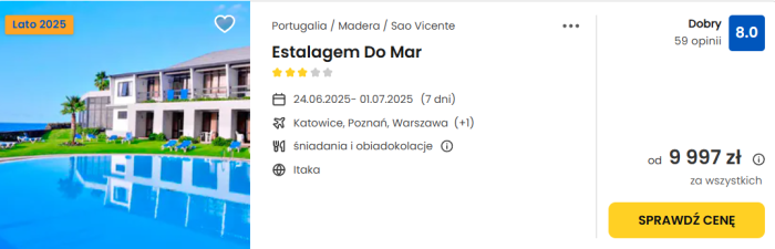 oferta hotelu Estalagem Do Mar ceny