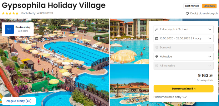oferta hotelu Gypsophila Holiday Village w Turcji ceny