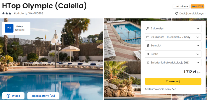 oferta hotelu HTop Olympic w Hiszpanii ceny