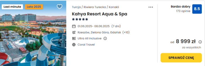 oferta hotelu Kahya Resort Aqua&Spa w Turcji ceny