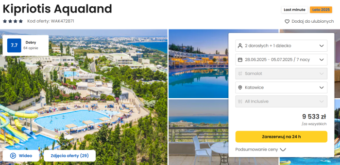 oferta hotelu Kipriotis Aqualand na Kos ceny