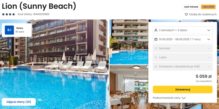 oferta hotelu Lion w Bułgarii ceny