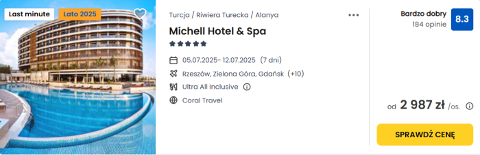 oferta hotelu Michell Hotel&Spa w Turcji ceny