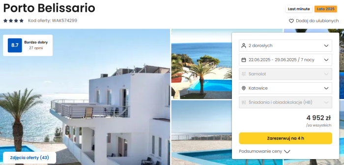 oferta hotelu Porto Belissario na Krecie ceny
