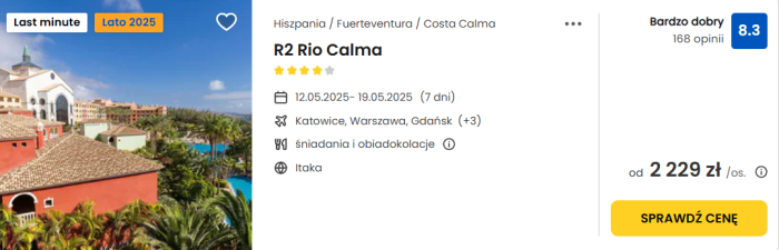 oferta hotelu R2 Rio Calma w Hiszpanii ceny