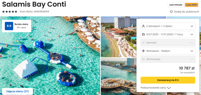 oferta hotelu Salamis Bay Conti na Cyprze ceny