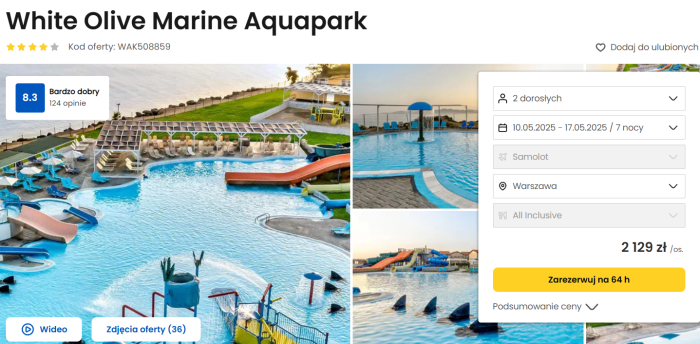 oferta hotelu White Olive Marine Aquapark na Kos w Grecji ceny