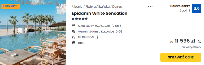 Oferta hotelu Epidamn White Sensation w Albanii ceny