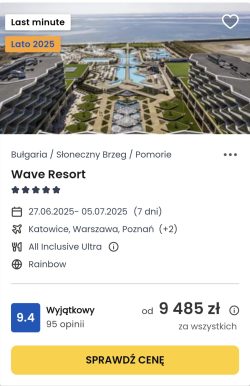 oferta hotelu Wave Resort w Bułgarii