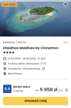 oferta hotelu Ellaidhoo Maldives by Cinnamon na Malediwach ceny