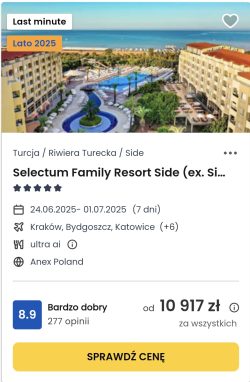 oferta hotelu Selectum Family Resort Side w Turcji ceny