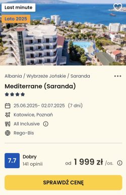 oferta hotelu Mediterrane w Albanii ceny