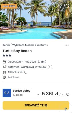 oferta hotelu Turtle Bay Beach w Kenii 