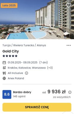 oferta hotelu Gold City w Turcji opinie i ceny