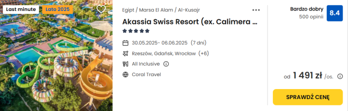 oferta hotelu Akassia Swiss Resort ceny
