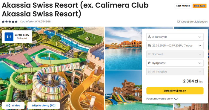 oferta hotelu Akassia Swiss Resort ceny