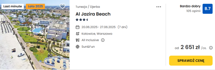 oferta hotelu Al Jazira Beach w Tunezji ceny