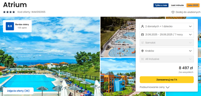 oferta hotelu Atrium na Chalkidiki w Grecji ceny